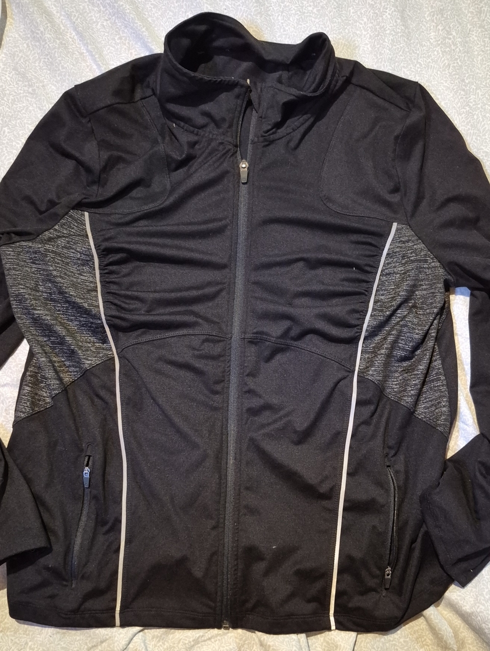 Women's Black Full-Zip Performance Jacket with Contrast Panels